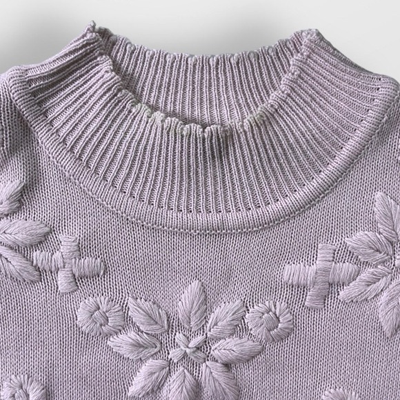 Purple Grandma Sweater Embroidered Flowers - Picture 8 of 8